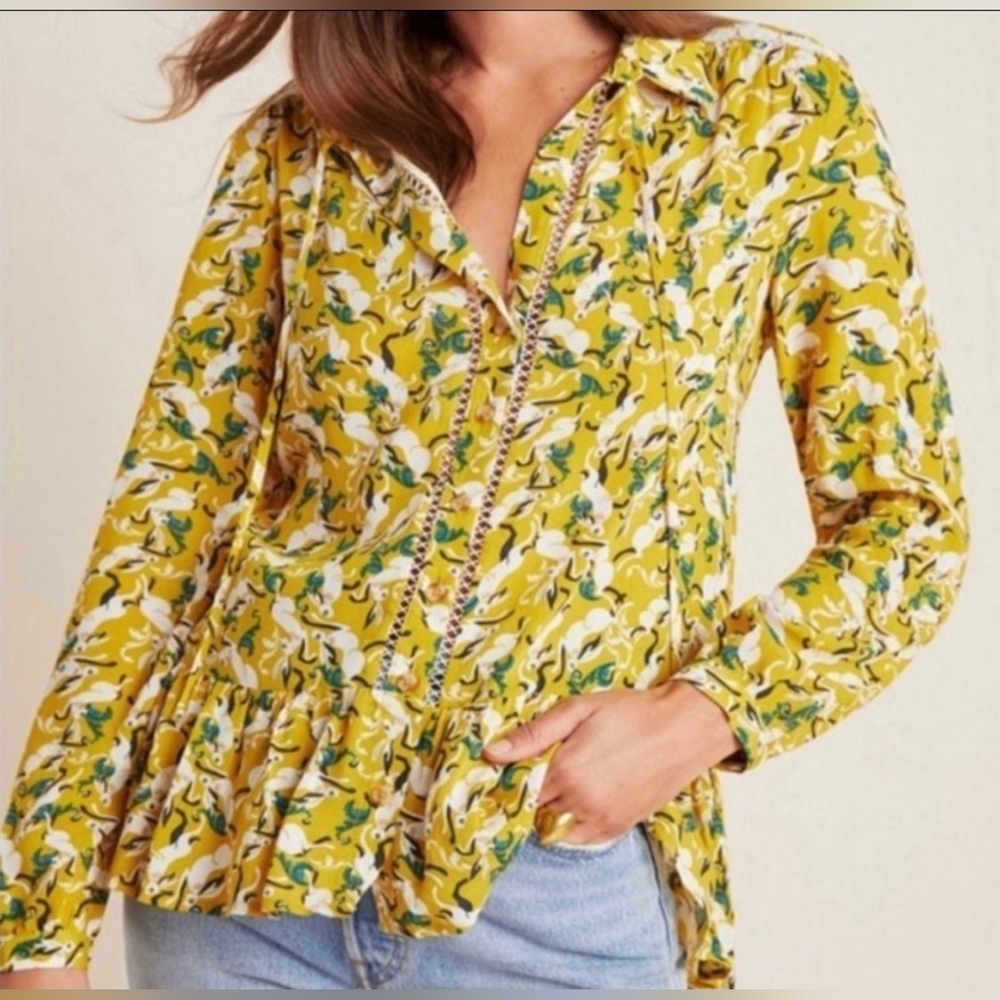 Maeve Janie Flounced Peasant Blouse Size 2 - Picture 10 of 10